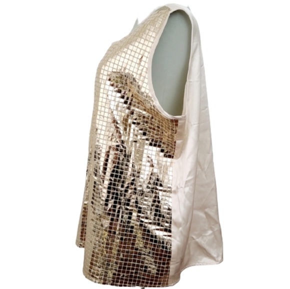 Russell Kemp Tops - Russell Kemp ivory and gold lamé reversible top